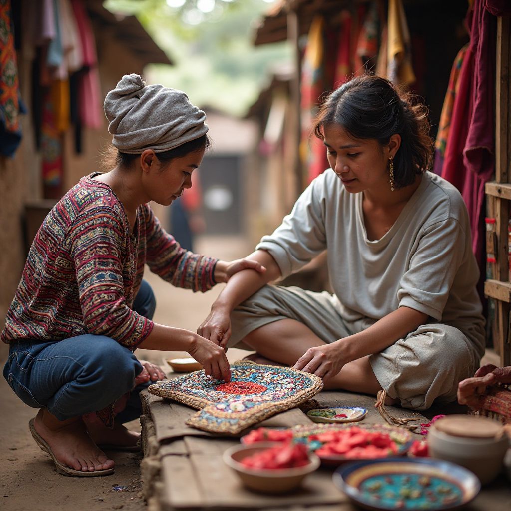 Traveler interacting with local community